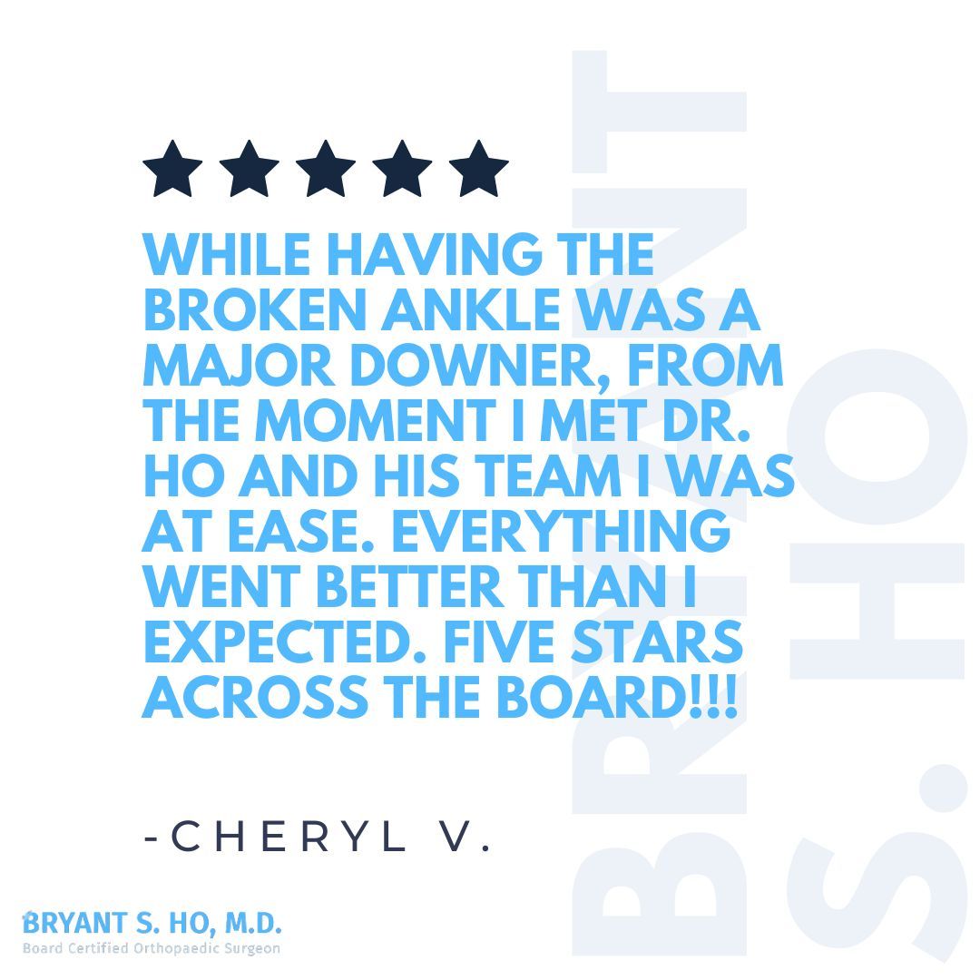 Cheryl, thank you for your kind words! #BryantHoMD #footandanklesurgeon #footandanklespecialist #patienttestimonial #testimonialtuesday #brokenankle