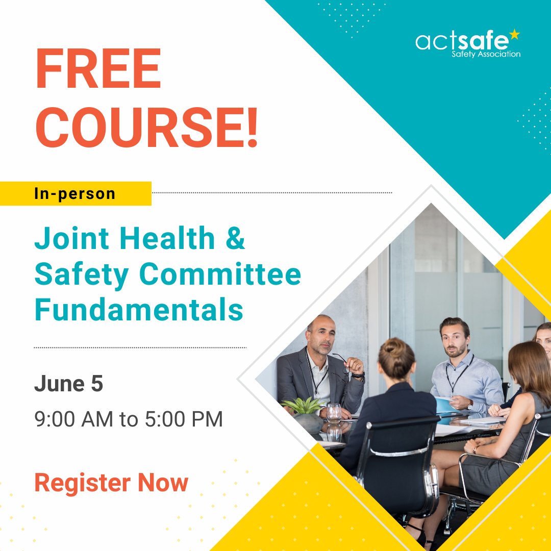 Elevate Workplace Safety: Join this in-person FREE Course!⁠
⁠
Learning Objectives⁠
• Navigating the Workers Compensation Acts and Regulations⁠
• Terms of Reference⁠
• Meeting Minutes &amp; Reporting⁠
• Inspections⁠ and MORE!
⁠
Register here: actsafe.ca/courses-worksh…