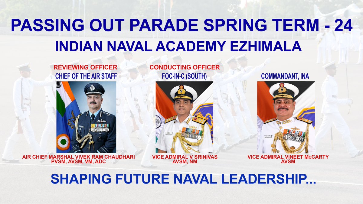 Get ready for the most spectacular event! Passing Out Parade for Spring Term 24 Mark your calendars🗓️ 25 May | 0715 hours Stay tuned for live streaming on YouTube and Facebook Don't miss as the World-Class Academy @IN_NavalAcademy marches towards Glory! @indiannavy @IAF_MCC