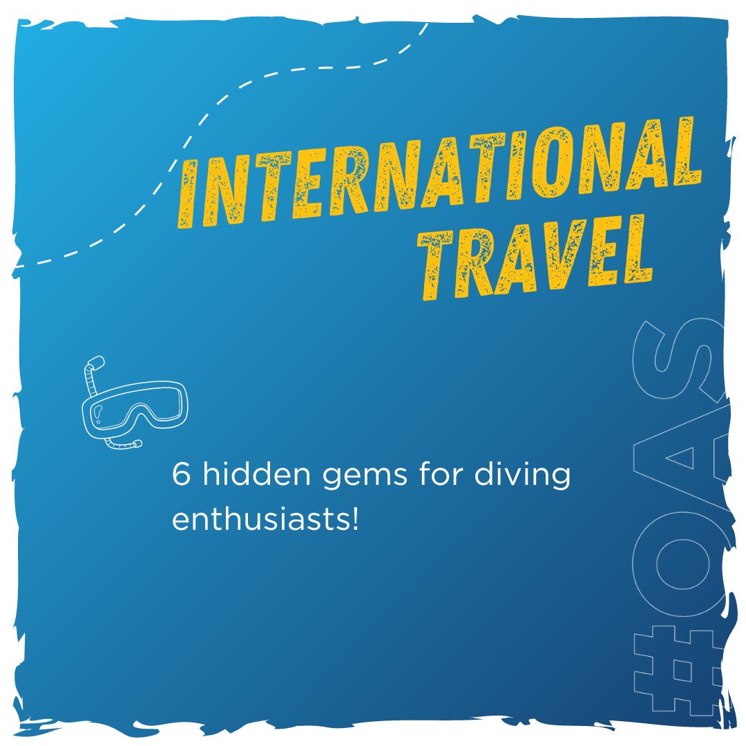 6 Hidden Gems for diving enthusiasts! Be sure to find amazing wildlife at these uncovered diving spots! 🤿🪸#OAS

1. Bonaire, ABC Islands
2. Silfra, Iceland
3. Poor Knights Islands, New Zealand
4. Rangiroa, French Polynesia 
5. Yonaguni, Okinawa, Japan 
6. The Azores, Portugal