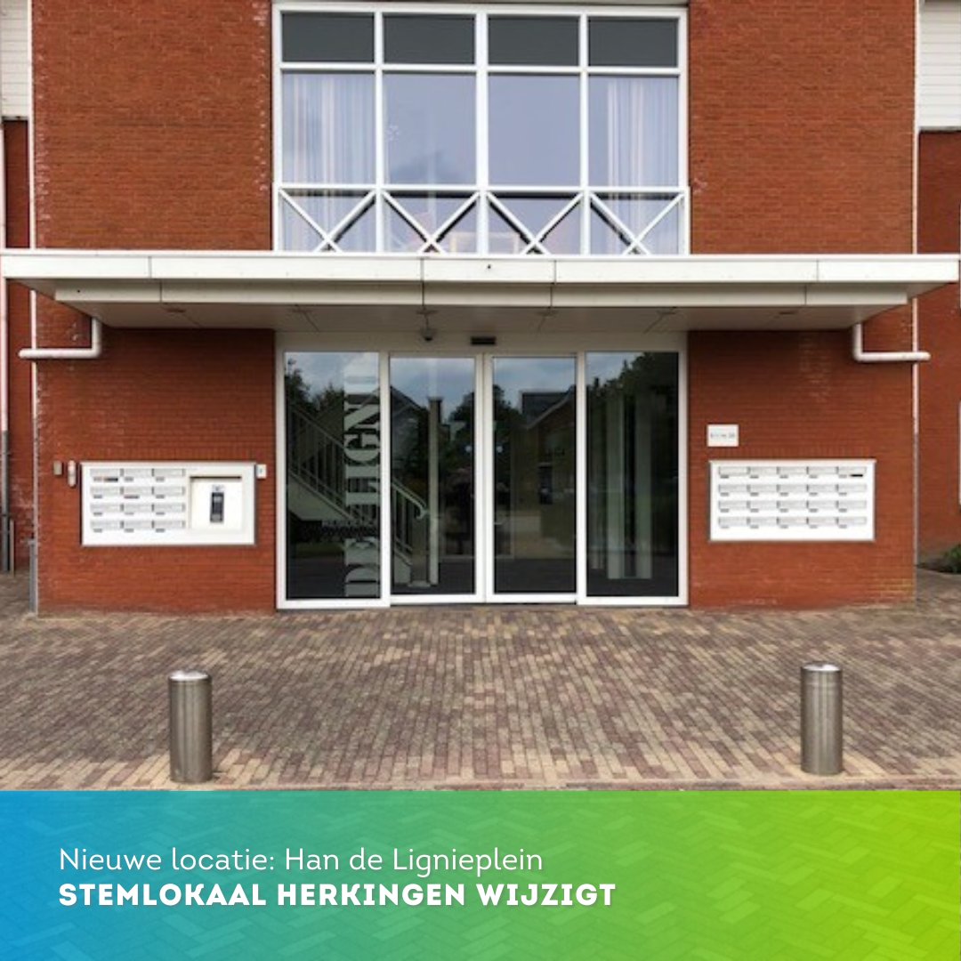 Op stempassen van stemgerechtigden uit Herkingen staat ‘Ons Huis’ als dichtstbijzijnde stemlokaal. Door een verbouwing is deze locatie niet beschikbaar 🚧 We openen daarom een stemlokaal in ‘Residence de Lignie’ (appartementencomplex Han de Lignieplein) 🗳️✅