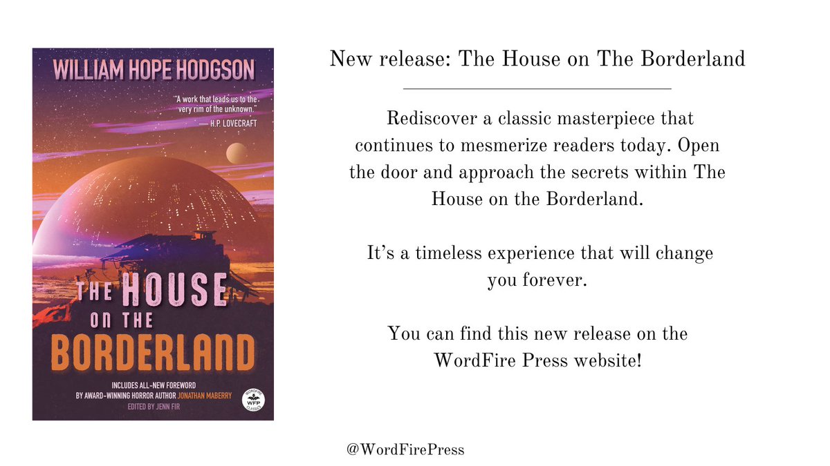 New release! The House on the Borderland with Original Foreword by Jonathan Maberry  

wordfirepress.com/products/the-h…

#wordfirepress #jonathanmaberry #NewRelease2024 #newbookrelease #tbrlist