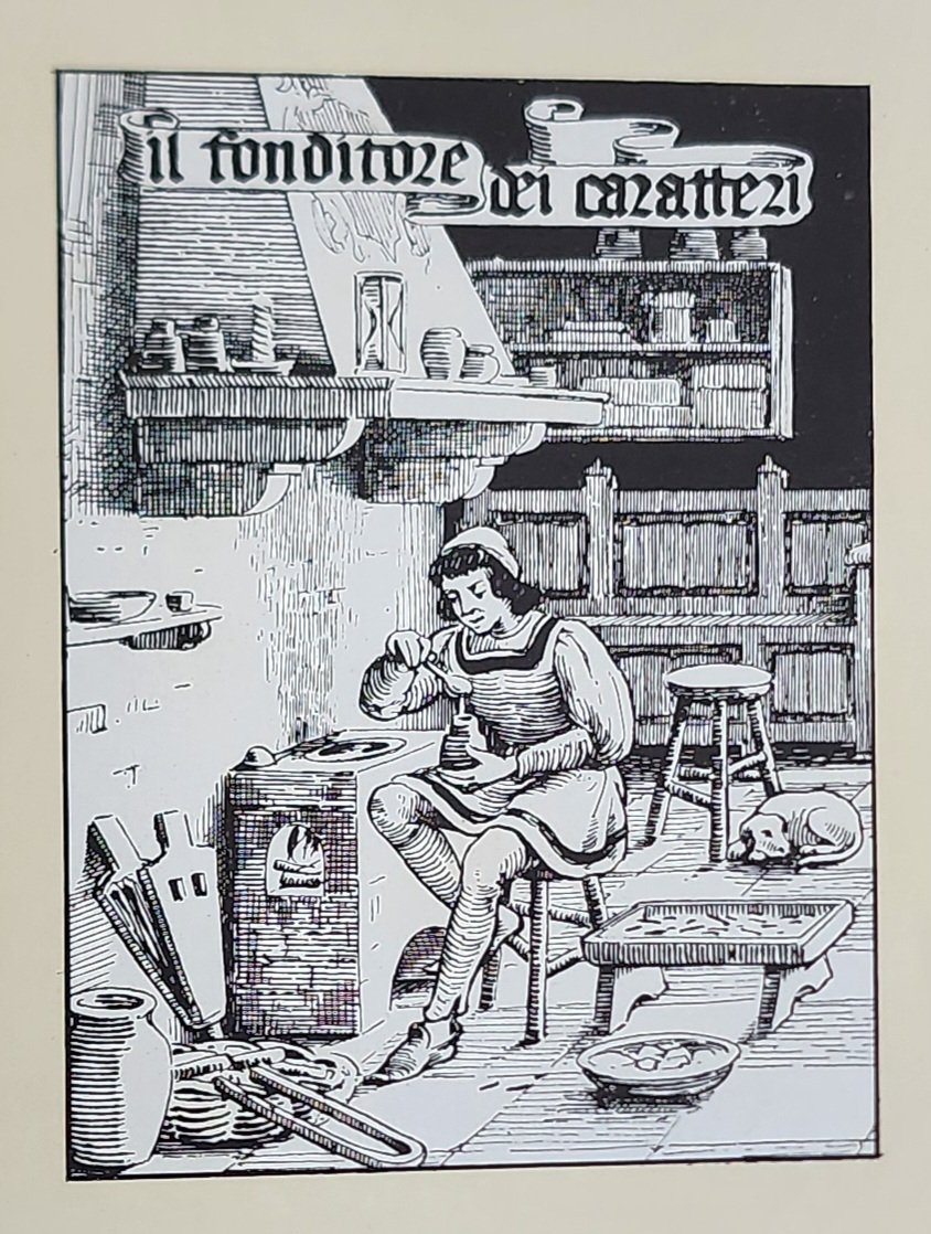 #Notizia ... continua da #martedì 14 5 'Fu solo quando Pietro Schöffer riuscì a fondere lettere usando matrici da punzoni, che i caratteri mobili poterono dirsi creati. La celebre Bibbia delle 42 linee fu il primo saggio di stampa.' #ventagliDiParole #arte