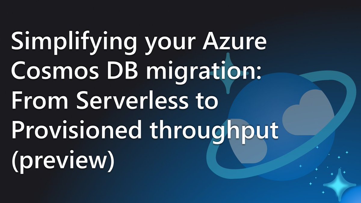 🆕 Simplifying your #AzureCosmosDB migration: From Serverless to Provisioned throughput (preview)

Learn how to seamlessly switch from serverless to provisioned throughput in Azure Cosmos DB for better performance and cost. #MSBuild

More: devblogs.microsoft.com/cosmosdb/simpl…