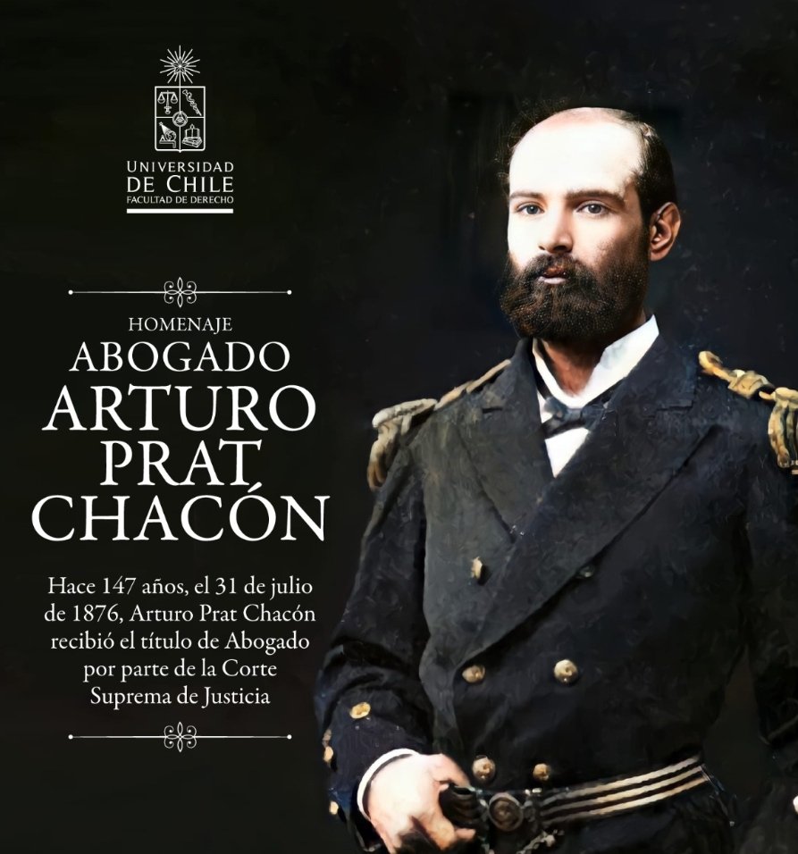 🇨🇱 Arturo Prat además de ser un  héroe Naval, se tituló de abogado en la Universidad de Chile, no como otro... que hace Teletrabajo! 🤭