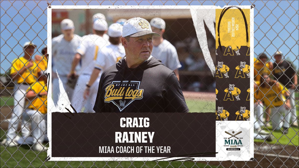 The Michigan Intercollegiate Athletic Association (MIAA) announced head @AdrianBaseball coach, Craig Rainey, as MIAA Coach of the Year 📰tinyurl.com/jbdwkwvr #d3baseball #GDTBAB