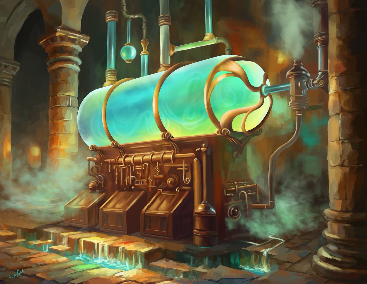 HeatherWaite8's tweet photo. Did you follow the pipes? Deep in the heart of the dungeon, a strange machine pulses with energy. #maysketchaday Day 21 https://t.co/r1na3vLOnf