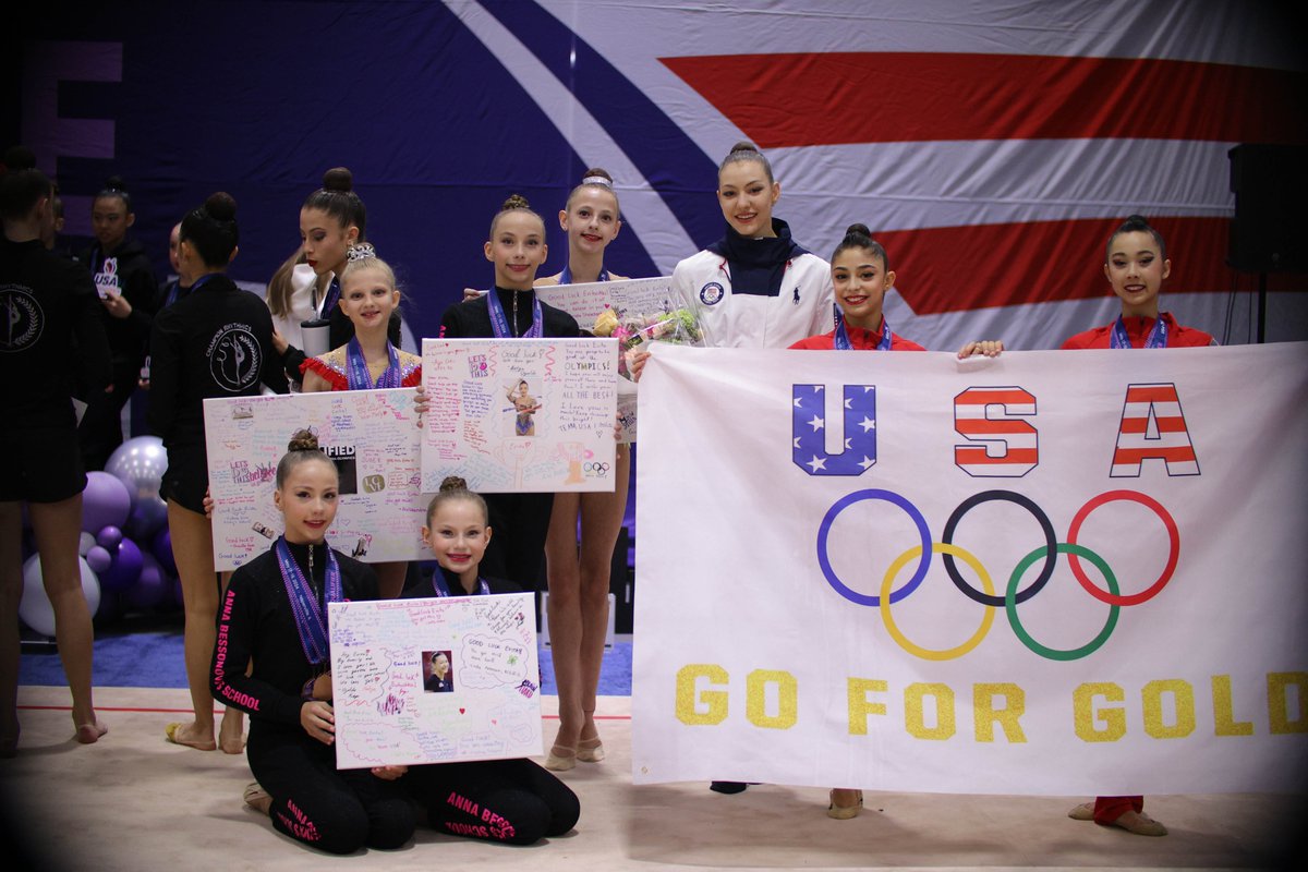 Rhythmic athletes took time out of their 2024 Elite Qualifier to celebrate & send off @griskenas_e as she prepares for the 2024 Olympic Games! Congratulations, Evita! We are so proud of you and can't wait to see you shine in Paris!