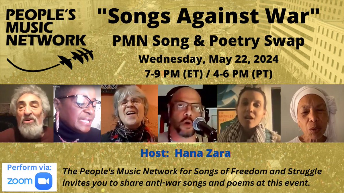 I'm looking forward to participating, along with a wonderful collection of songwriters and poets, in this 'Songs Against War' song swap tomorrow. youtube.com/live/NMqpQ0DMI…