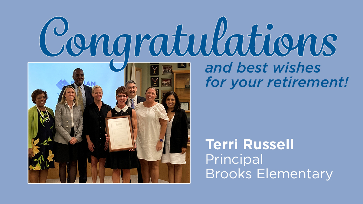 Terri Russell, principal at Brooks Elementary, was honored by the Board of Education for her years of service to Indian Prairie. Congratulations on your retirement, Terri! @brookstigers