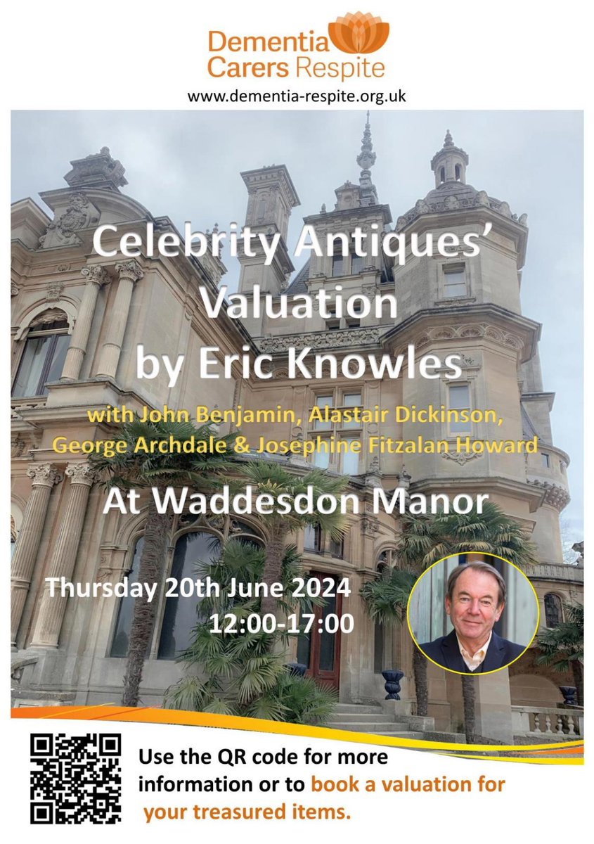 Have a fun day &amp; possibly a good surprise. You will have House &amp; Ground Admission, Valuation of 2 items,
Restorer advice, Raffle, silent auction and a Violinist to serenade you. Tickets are £25, guest is £15 <a href="/MimiHarker/">Mimi Harker OBE - Presenter, Speaker, Trainer</a> <a href="/Vicky_McClure/">Vicky McClure MBE</a> <a href="/MATatBucks/">Martin Anthony Tett</a> <a href="/BucksCouncil/">Buckinghamshire Council</a> <a href="/WaddesdonManor/">Waddesdon</a>