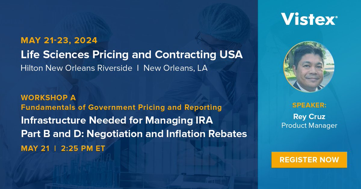 Welcome to the first day of the #LifeSciences Pricing and Contracting Event! The Vistex team is jazzed up to meet with you and dive into the world of end-to-end revenue management, NOLA style! 🎺 Here is the link for today’s agenda: vistex.link/4aw #InformaConnect