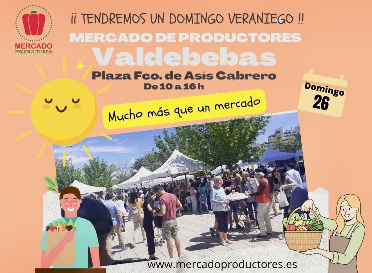 ☀️ Los 3 Ingredientes sencillos para visitar este domingo el #mercadodeprodutores de #valdebebas:
Una gorra, crema solar y ganas de disfrutar
¡¡ allí nos vemos !!
#OcioMadrid #mercadillo #productosnaturales
#comerciodeproximidad #mercadillo
#valdebebasmadrid