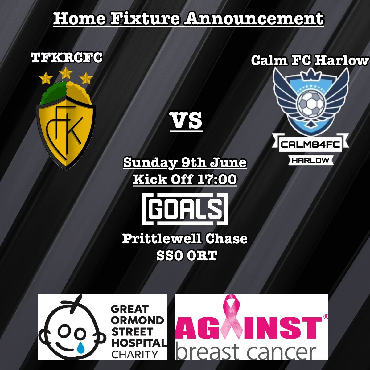 Need A ref for Sunday 9th June
5pm kick of at goals southend.

Can you help us on our fundraising journey? <a href="/CALM84FCHarlow/">CALM84 FC Harlow</a>