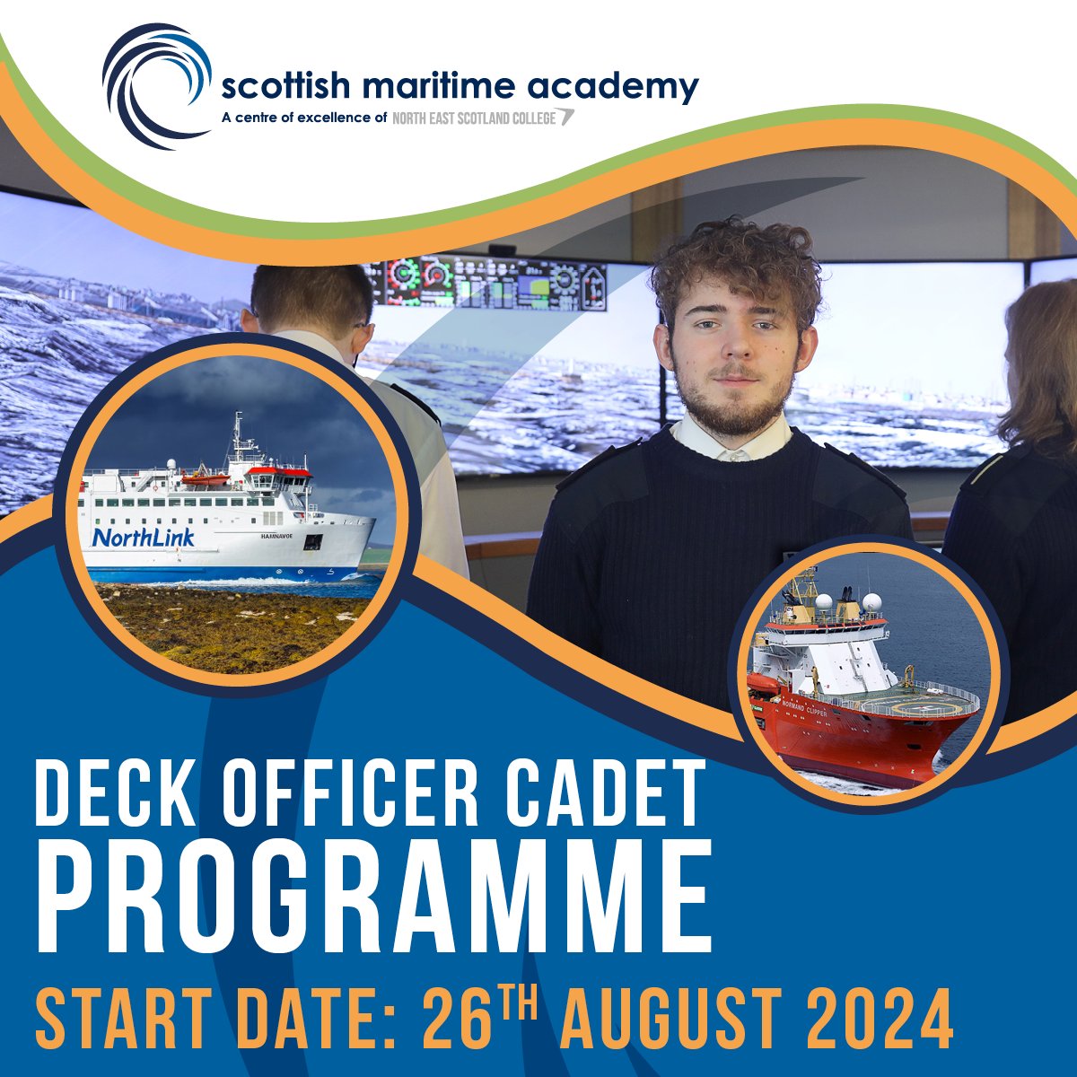 Only 4 spaces left on our Deck Officer Cadet course on 26th August - if you're serious then apply now! Sponsoring companies like North Star, Tidewater, Vroon, Northlink Ferries, Sentinel, Solvtrans etc. Email ch.bell@nescol.ac.uk or call 01779 476204. Must be 17+ with Nat 5 Maths