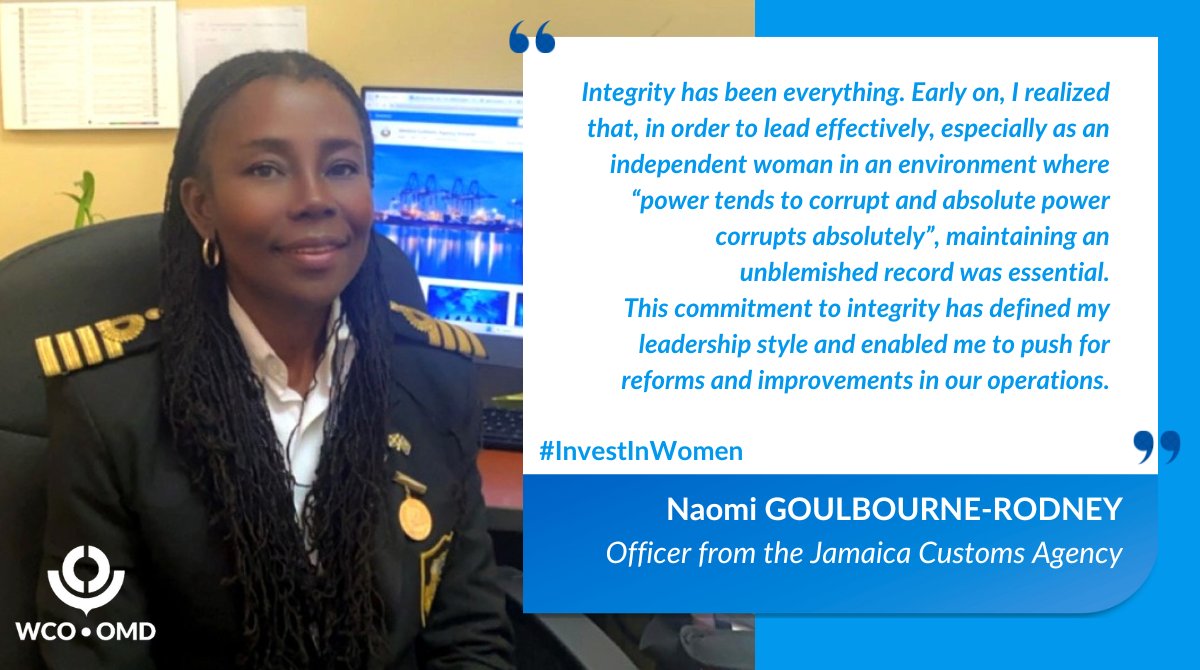 💥 Women in Customs 💥 Meet Naomi Goulbourne-Rodney: A pillar of integrity in Customs 👉wcoomd.org/en/topics/capa… #WCO #Customs #WomenInCustoms #GenderEquality #InvestInWomen @jamaicacustoms