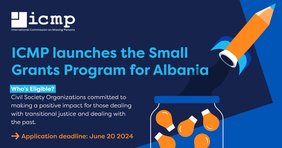 Attention Civil Society Organizations in Albania. Applications for #ICMP’s #Albania Small Grants Program are now open until June 20th. Don't miss this opportunity to make a positive impact in dealing with transitional justice. All info for applicants available at: