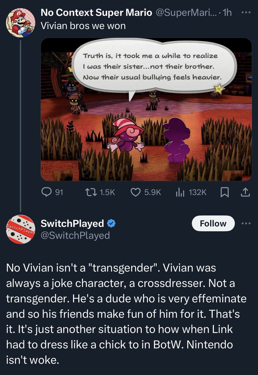 We now have definitive proof that if a character looked at the camera and said “i am transgender” people would still argue that they arent