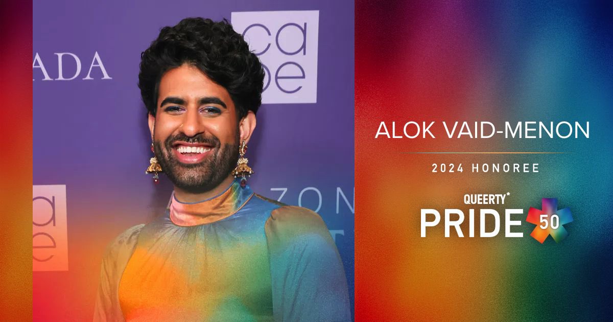 Queerty's tweet photo. Non-binary activist and performer Alok Vaid-Menon will not stop finding beauty through art, presented by @Xfinity. #Pride50 #Xfinity #XfinityPride https://t.co/uM4LOak34w https://t.co/6cLKm19VTH