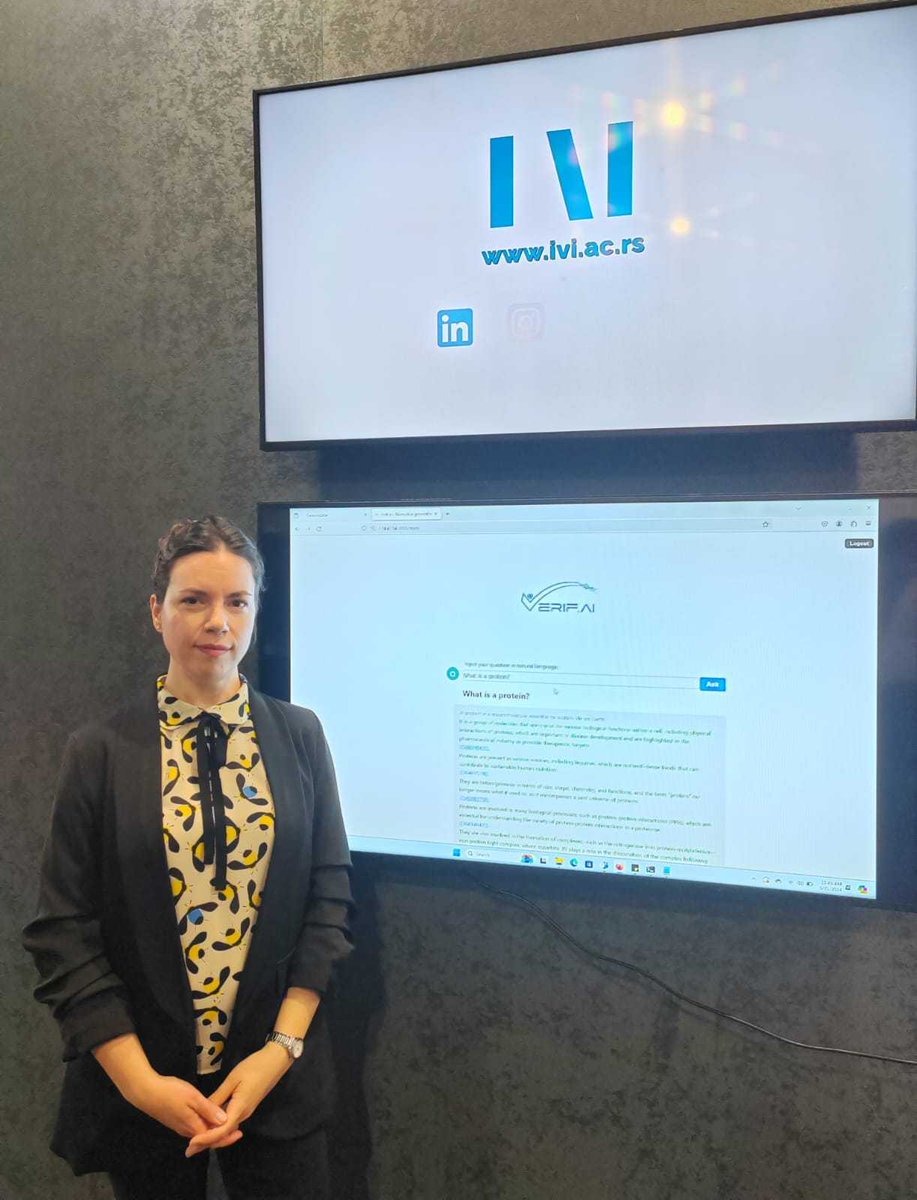 verifai_system's tweet photo. ☑ At the opening of the Science Fair, we presented the VerifAI system. Visitors can find us and see the demo at The Institute for Artificial Intelligence Research and Development of Serbia's booth!

#verification #trust #artificialintelligence #generativeai #machinelearning https://t.co/9HkTPYoUt9