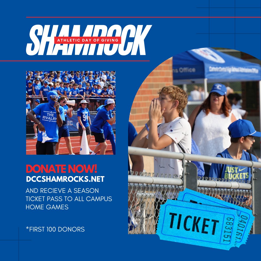 Let's make a lasting impact for our Shamrock athletes! 💙 
#CCAthletics #DayOfGiving #June11

Make a gift today and the first 100 donors to make a gift of $250 or more will receive a season pass to all home athletic games on campus!

givecampus.com/schools/Detroi…