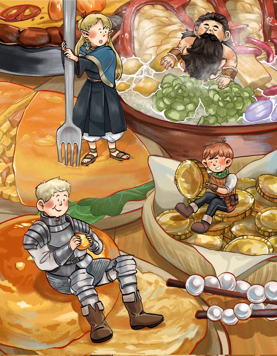 Heres a new Dungeon Meshi print I'll have for this con season! 🍖