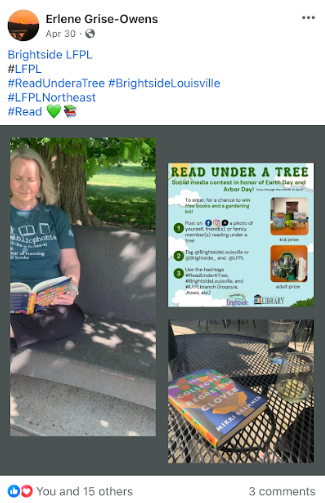 Brightside_'s tweet photo. Congratulations to all of our winners of Read Under A Tree! As we head into Summer, we at Brightside and @LFPL hope you're able to get plenty of reading done under the shade of trees. #BrightsideLouisville #ReadUnderATree #LFPL https://t.co/CDSqcBuhm7