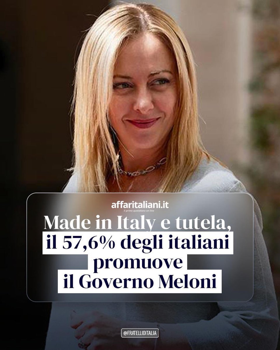 🔵 La misure adottate dal #GovernoMeloni in difesa del Made in Italy risultano vincenti.

Continua il nostro lavoro in difesa dell’eccellenza italiana.