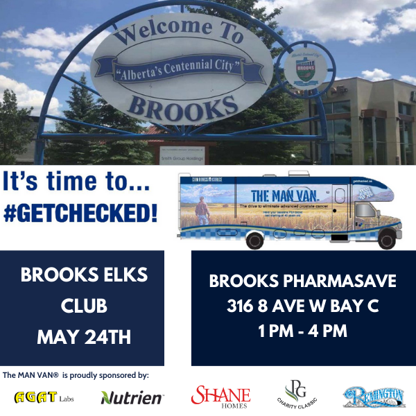 The MAN VAN® is rolling into Brooks this week! Join us at the Brooks Pharmasave on May 24th from 1 PM - 4 PM. Our team will be there to provide free PSA blood testing. Visit getchecked.ca for clinic details and to see if a PSA test is right for you. #GetChecked