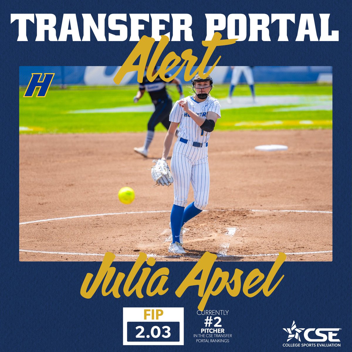 Former Hofstra ace Julia Apsel checks in as the #2 pitcher in the CSE Transfer Portal Rankings!  

1.39 ERA | 176 K's | 1.044 WHIP 
x
NFCA All-Northeast Region Second Team  

Check out more of Julia's stats and rankings ⬇️ 
app.cseval.com/transfer-porta…