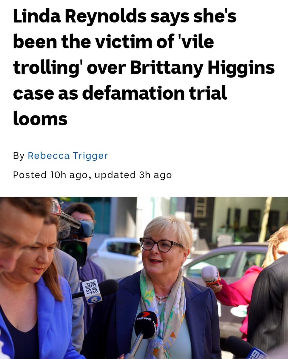 Like Scott Morrison, Linda Reynolds is always the victim. Claims she was 'demonised as the villain' – yet wilfully ignores she constantly trivialised Brittany Higgins' rape, dubbed her a 'lying cow', bullied her, hounded her in France. This is 'vile trolling' in itself. #auspol