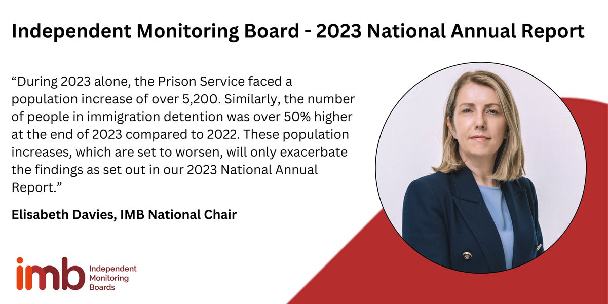 Today we published the IMB 2023 National Annual Report, drawing together findings from across the prison and immigration detention estate. Cross-cutting issues have been found, impacting all those deprived of their liberty. imb.org.uk/?post_type=new…