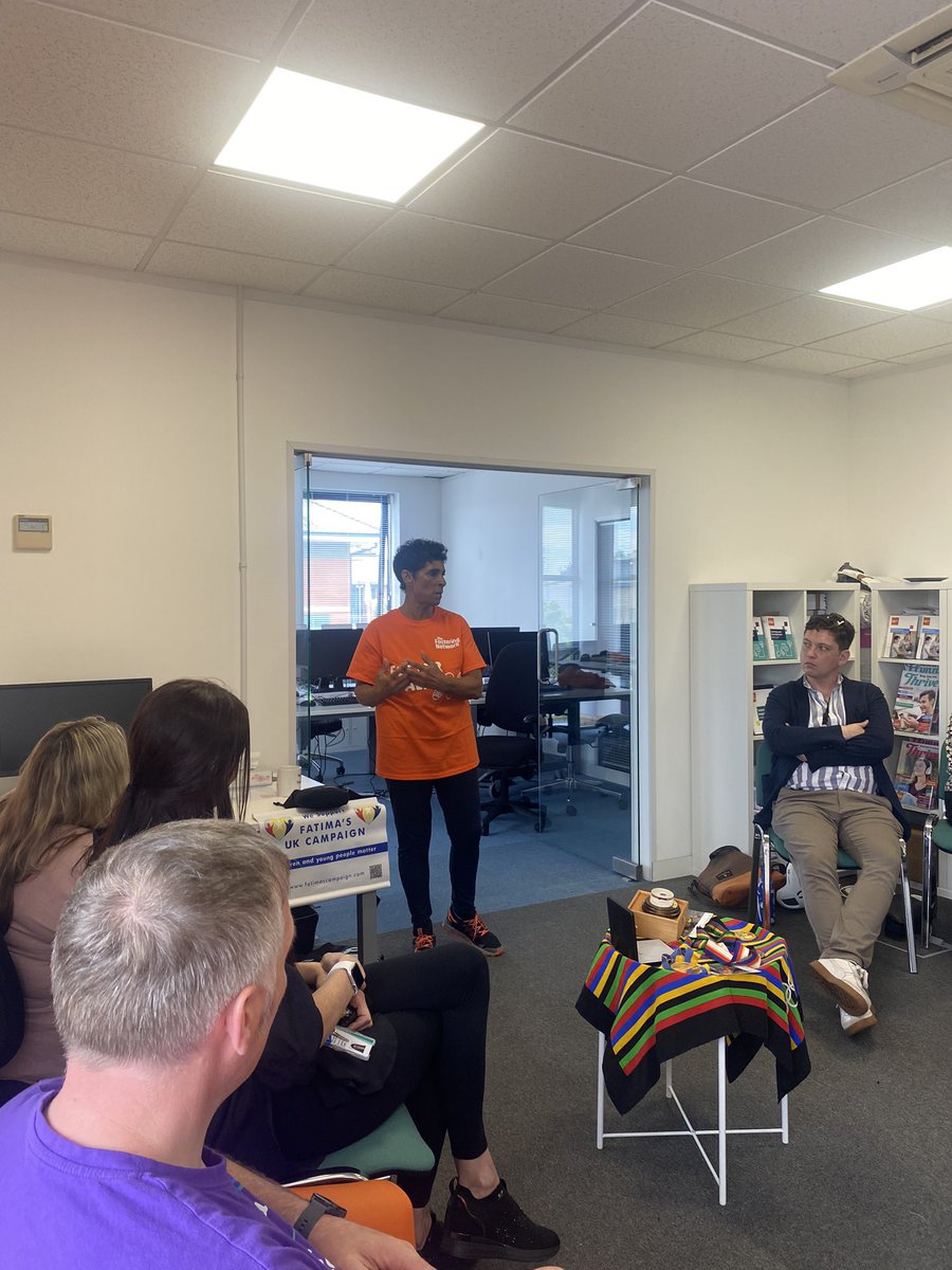 TFN_Cymru's tweet photo. Diolch @FatimaWh1tbread for joining us for #FosterWalk in Cardiff today and coming back to our office to share about your campaign! 🧡🏴 #FCF24 https://t.co/Z5emZeeiWX