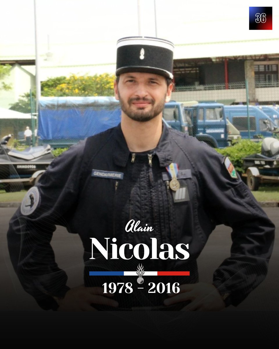 Hommage à l’adjudant Alain Nicolas, gendarme de l’AGIGN d’Orange, tué en service par un forcené le 21 mai 2016. Il était père de deux enfants de 7 et 11 ans. N'oublions jamais. (© DR)