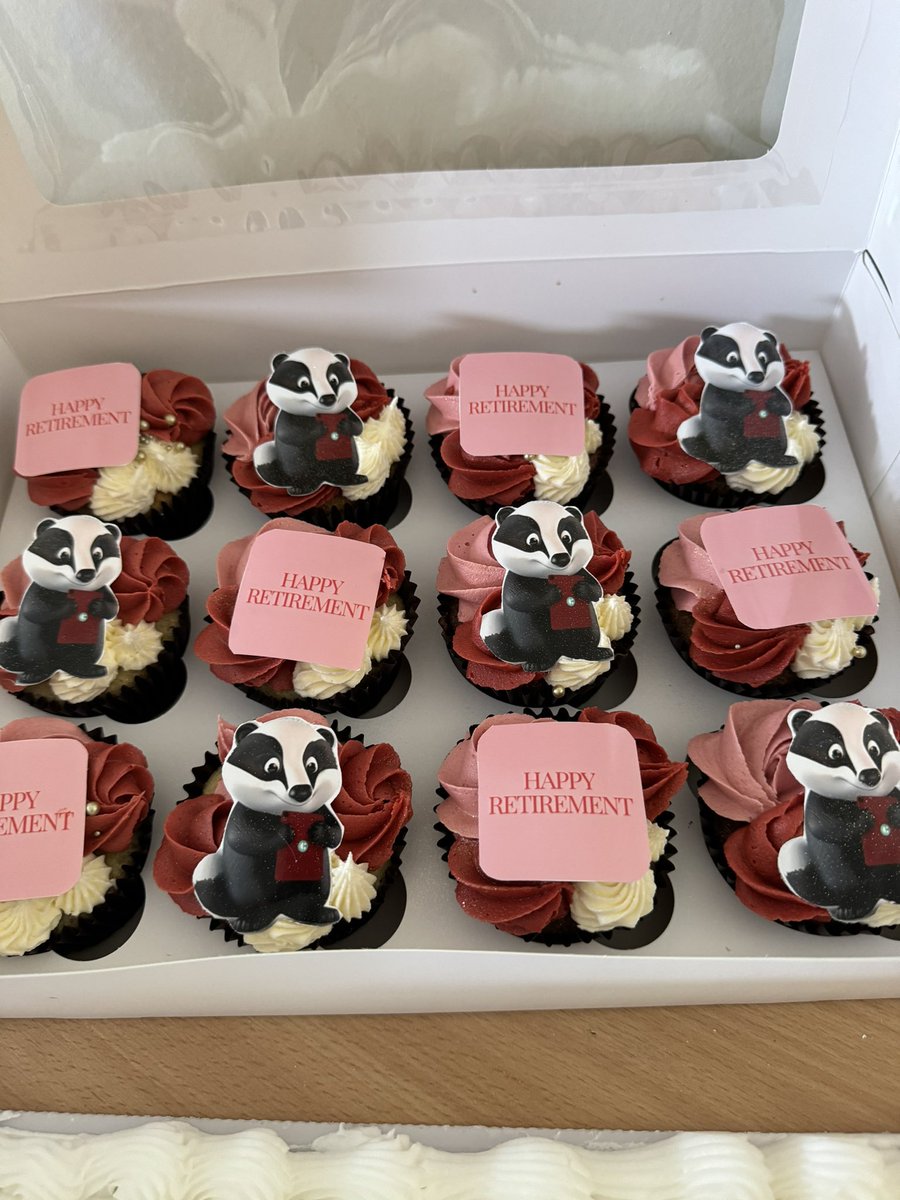 Amazing badger cup cakes for retirement tea number 2 QEUH Than you 💜