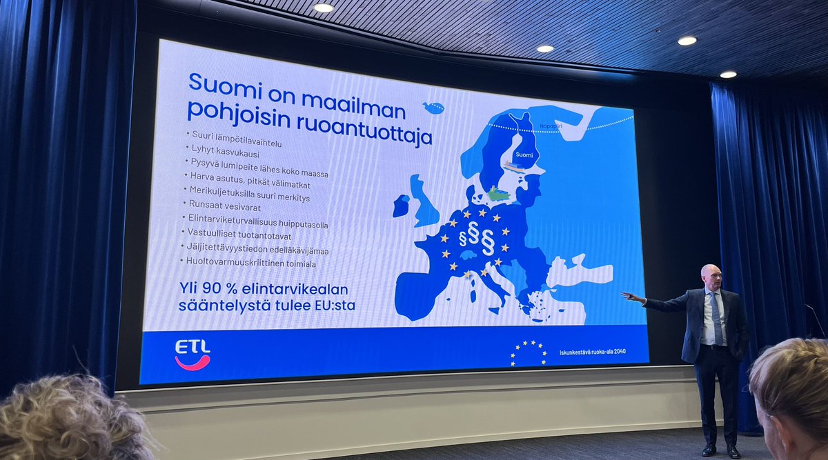 Ruoka luo turvaa ja me olemme maailman pohjoisin ruoantuottaja. EUsta  haluamme jatkossa enemmän kilpailukykyä tukevaa politiikkaa, vähemmän regulaatiota, kertoi ETLn EU-vaalitilaisuudessa <a href="/MikkoKakela/">Mikko Käkelä</a> #EUvaalit