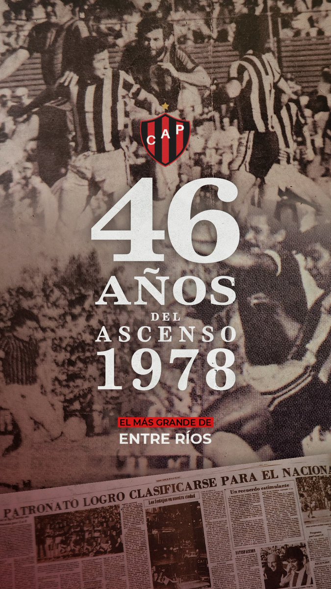 ⭐️ El 21 de mayo de 1978, Patrón vencía a Sportivo Patria en Formosa y conseguía la clasificación al Campeonato Nacional. Por primera vez, un club entrerriano lograba participar de un certamen de Primera División del fútbol argentino #VamosPatrón 🔴⚫️💪🏾