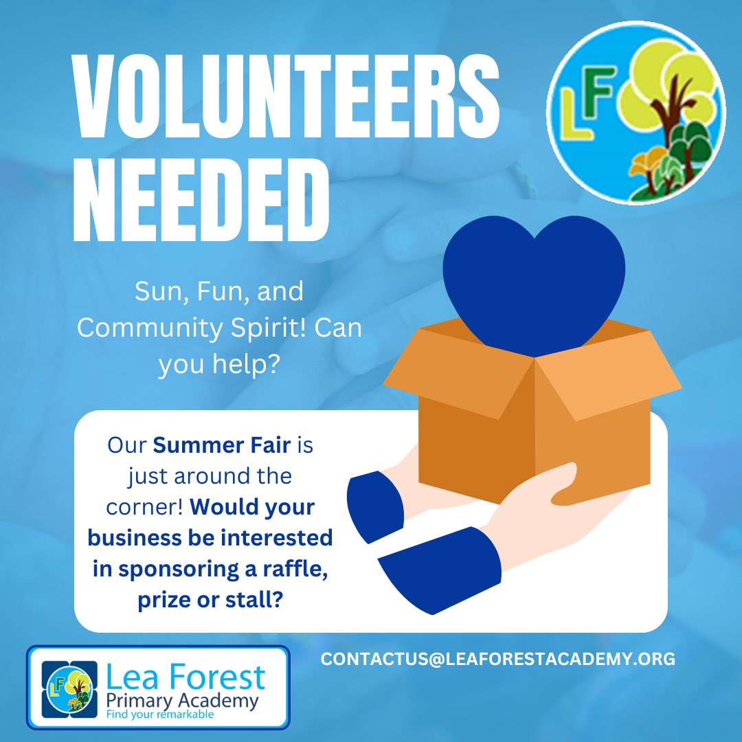 LLF_DHT's tweet photo. Calling all businesses! Want to help Lea Forest Primary Academy's Summer Fair shine? ✨ Sponsorships available! Get in touch: contactus@leaforestacademy.org #summerfair #sponsor #community @Lea_Forest_HT @LFP_Dep @lea_forest_aet @mrsrmurad @BirminghamEdu https://t.co/8ELBW77prN