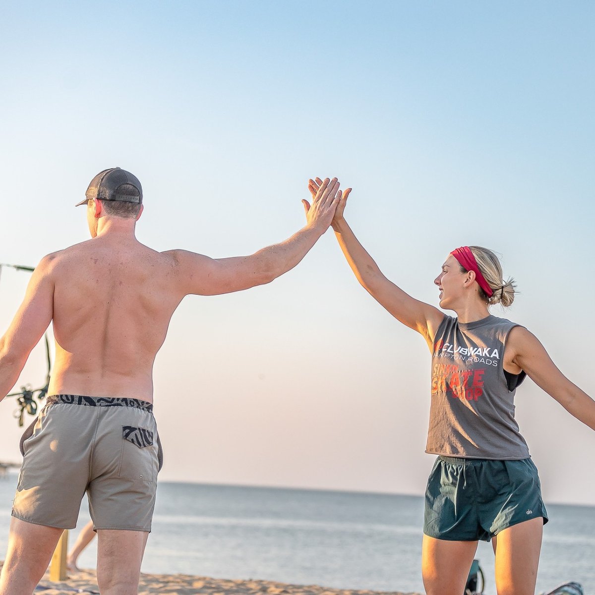High fives at sunset! 🌅 Keeping the game alive with good vibes and great tides.

Summer Beach Volleyball leagues return to Ocean View Beach in June. Register now at clubwaka.com/hampton-roads 🏐 #beachvolleyball #clubwaka #volleyball