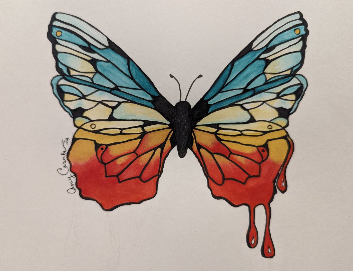 My daughter asked me to do some watercolor paintings for her tattoo bathroom. This one took hours, hours of blending. #watercolor #tattoo #artsy #butterfly #artprint