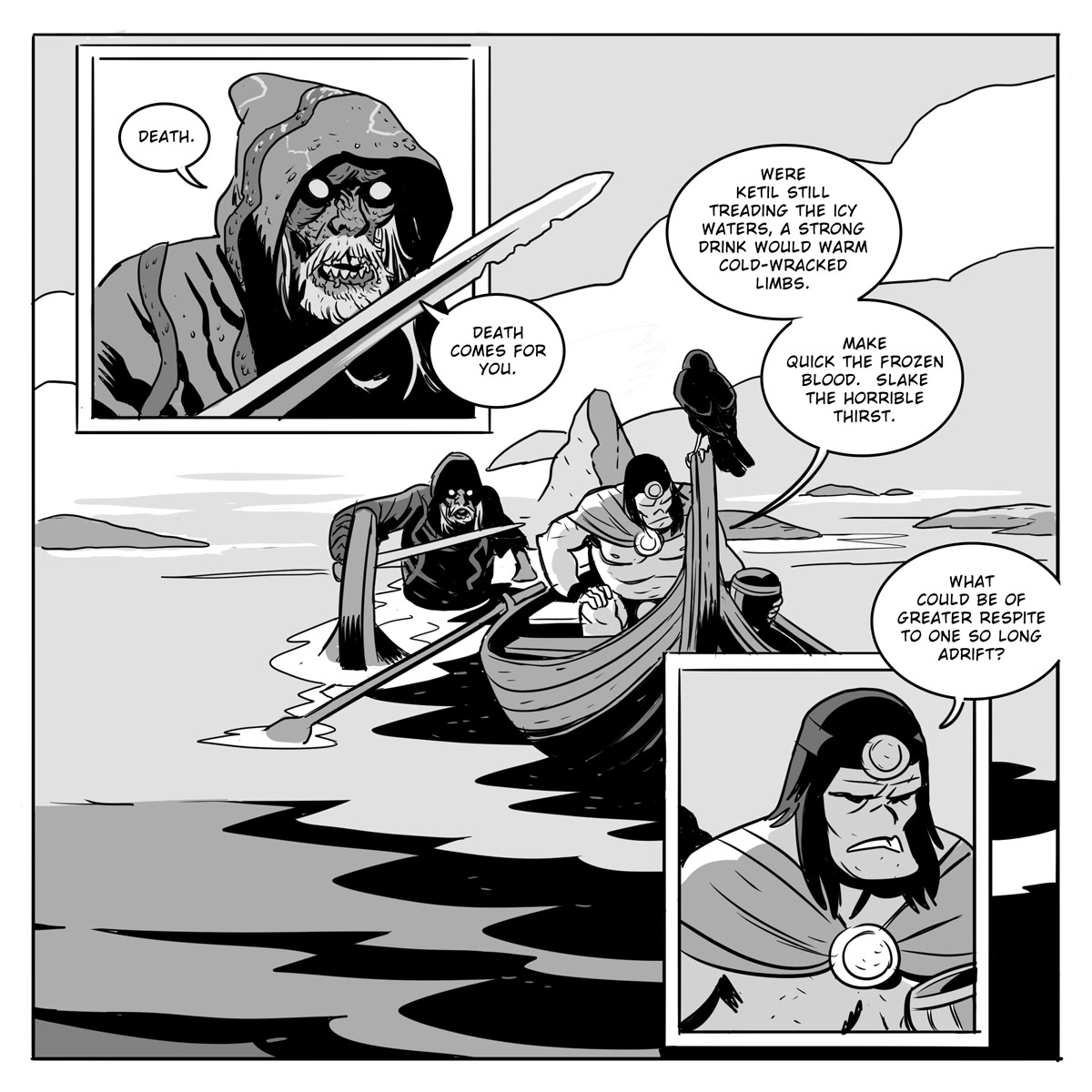 Slowly reworking shorts that were either in a different page format, done for other publications or unfinished. Also making new ones for an eventual collection of Barbarian Lord single issues. This one mainly done, shy some word balloon tails. 1/3 #barbarianpoetry