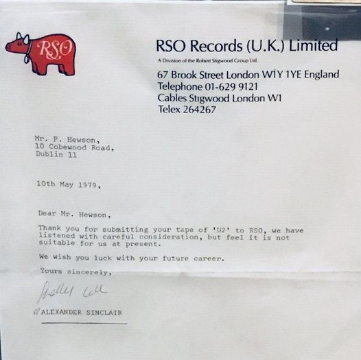 Everybody starts from somewhere. Here's U2's rejection letter.