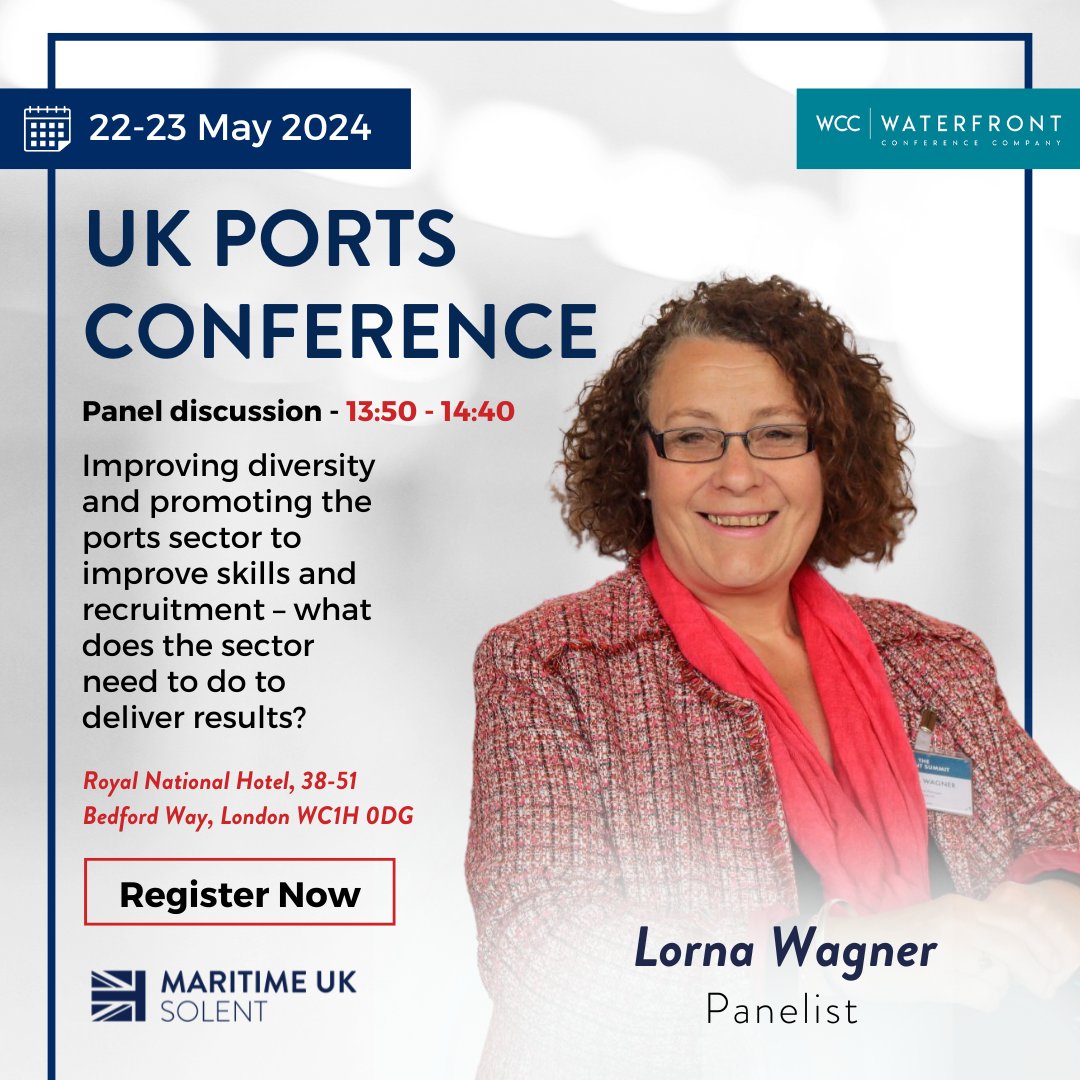 📢 Exciting News! 📢 We are thrilled to announce that our very own Lorna Wagner will be a panel speaker at the prestigious UK Ports Conference 2024, hosted by @WFports! 🌊🚢 📅 Register now: bit.ly/47OdCEs #UKPorts24 #maritimeuksolent