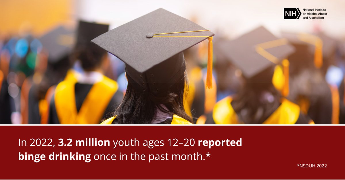 Before your high school graduate celebrates, talk with them about keeping events alcohol-free. It may save a life! No amount of underage drinking is safe. Learn more: niaaa.nih.gov/publications/b…