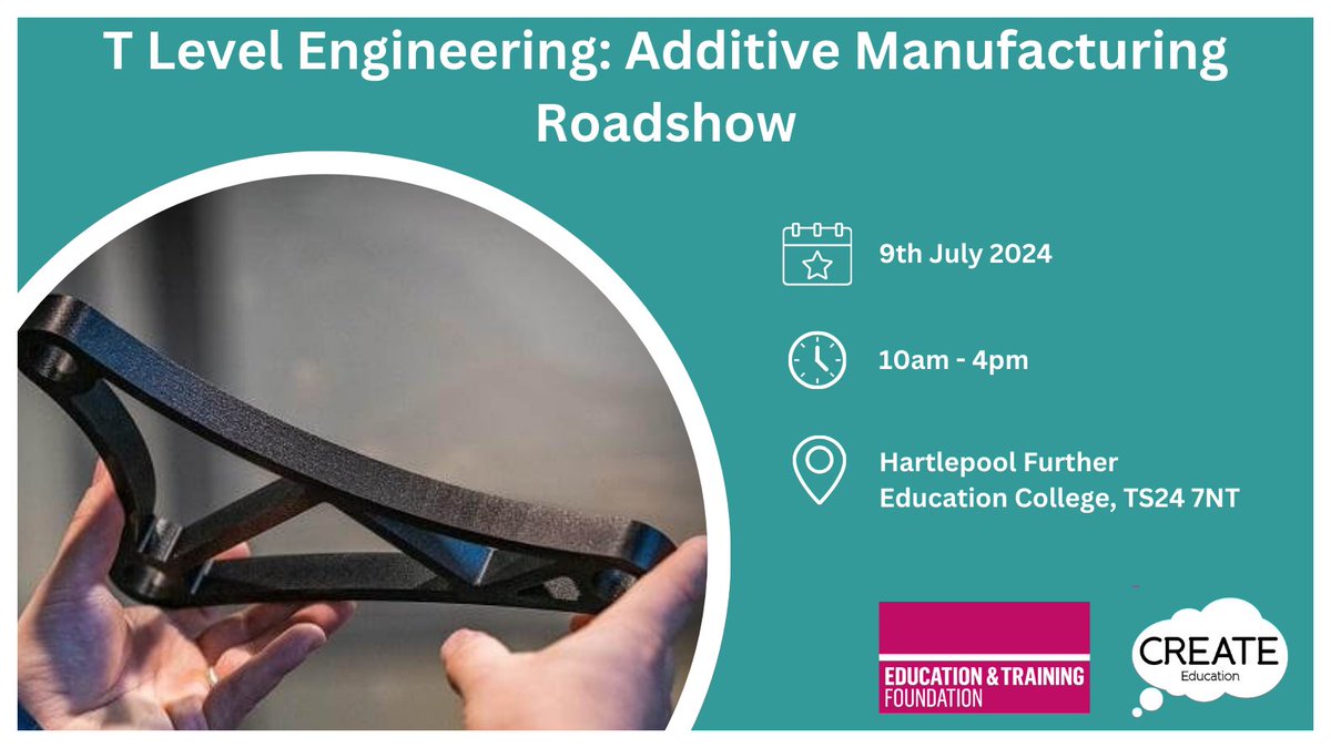 🚨#TLevel tutors, grab your fully funded CPD! 📍We're hositng a #TLevels roadshow at Hartlepool College of Further Education on 9th July, to demonstrate how you can get the best #additivemanufacturing workflow in place for next academic year 👉Join us: ow.ly/z41o50RMXf9