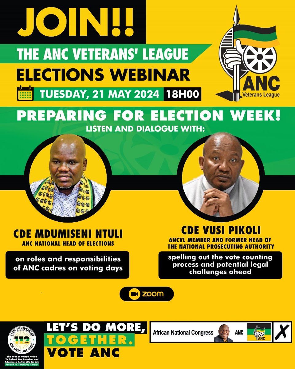 We are live.  Join the webinar with @MyANC leaders @sompisi_g and cde Vusi Pikoli.