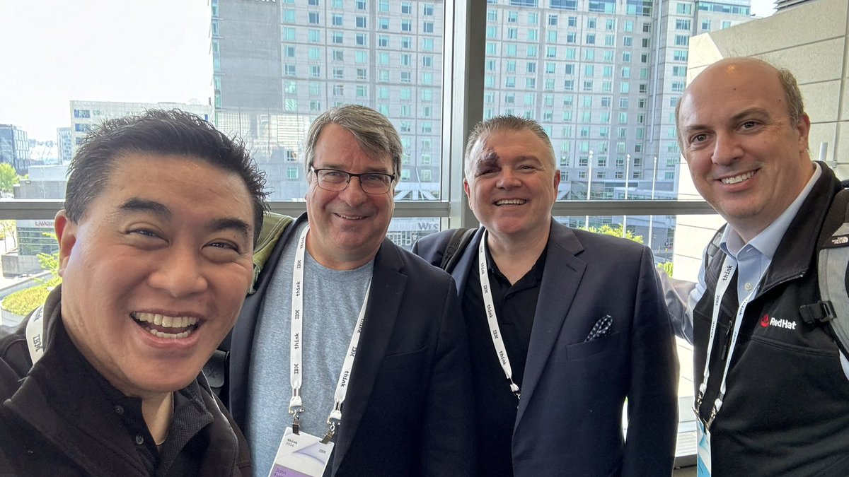 rwang0's tweet image. MyPOV: the brain trust @furrier @tcrawford @stu 

#IBMThink