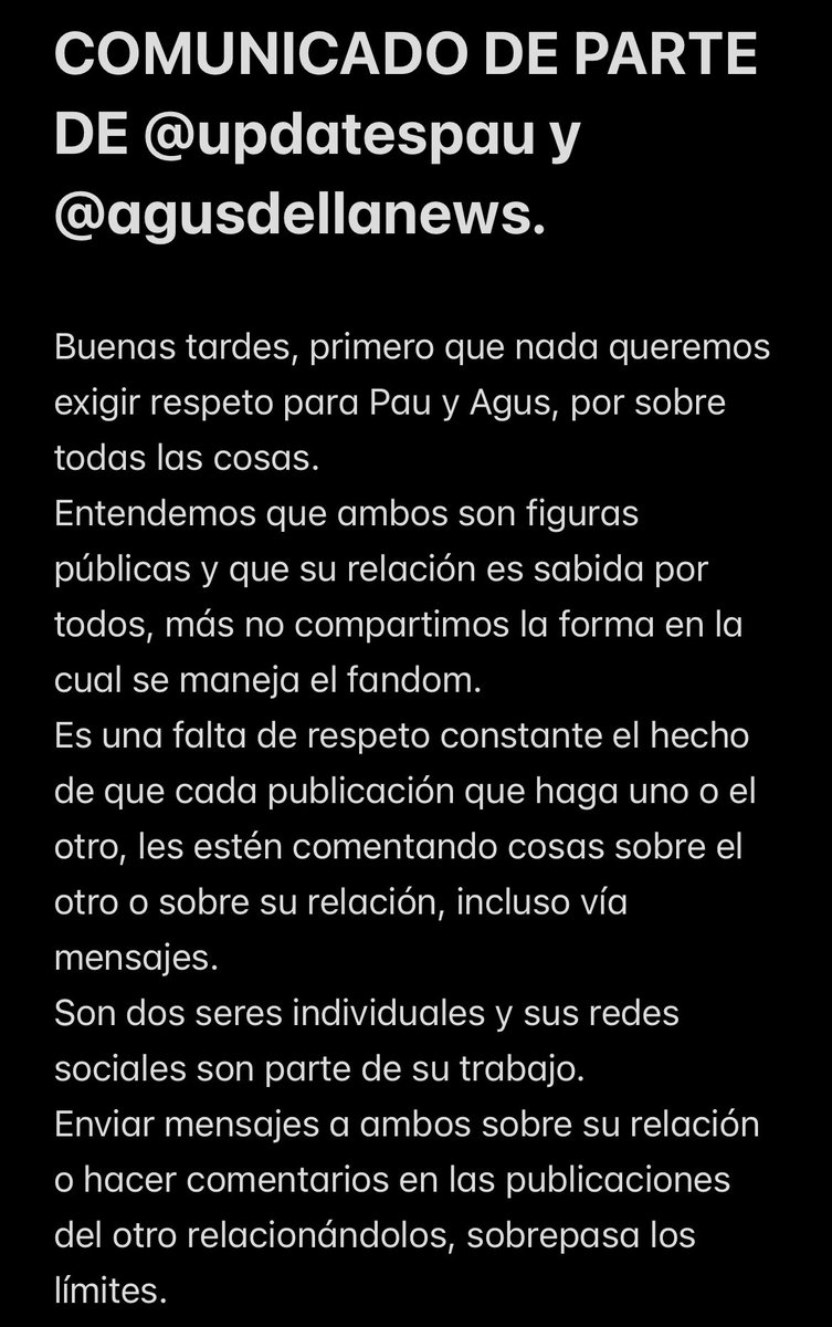 updatespau's tweet photo. • COMUNICADO JUNTO A @AgusDellaNews • https://t.co/0awXJy9o8G