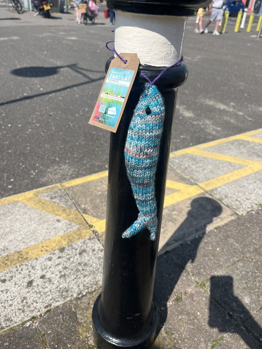 If you spot one of these knitted goodies around town please take it home as a reminder of the upcoming @worthingfest - click the QR for listings ! Made with love by @WorthingStorm #worthingfestival @adurandworthing @timeforworthing