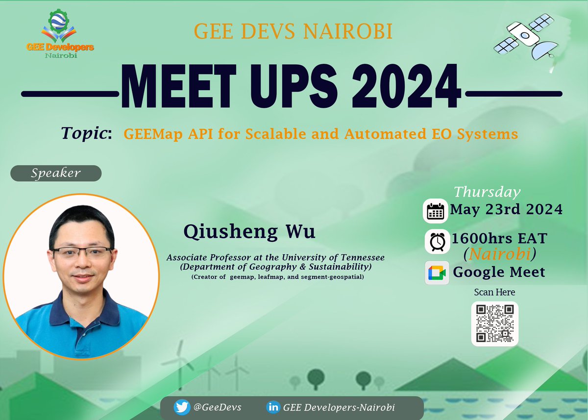 2 days to go into our session🥳🥳🥳🥳🥳:
"GEEMap API for Scalable and Automated EO Systems" from <a href="/giswqs/">Qiusheng Wu</a> . Looking forward to it.
Join us here: groups.google.com/g/geedeveloper…
All are welcome.
#GEE #GoogleEarthEngine #Python #Geemap #climatechange